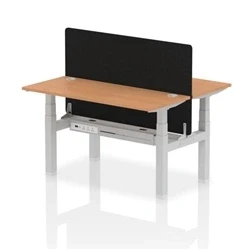 Image of Air B2B 1400x600mm Adjustable 2P Bench Desk CP Oak/Silver + Screen