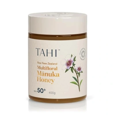 Image of Tahi MGO 50+ Multifloral Raw Manuka Honey New Zealand 100% Sustainable and Natural Non GMO, Glyphosate Free Gluten Pure 400gr.