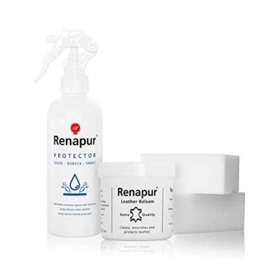 Image of Renapur Leather and Suede Protector Kit Protect Help Waterproof Leather, Suede, Nubuck, Fabric, Cotton, Shoes, Trainers, Boots More