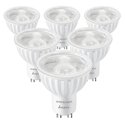 Image of SINCELIGHT GU10 LED Spot Light Bulb 100 Beam Angle Floodlighting Reflector, 6W, RA≈92, Warm White 2700K, Non Dimmable, 500 Lumens Equivalent to 50W Halogen, Pack of 6