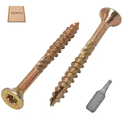 Image of SKIR&#039;CO (Pack of 200 pcs) Universal Zinc Plated Steel 3.5 x 40 mm Yellow Wood Screws, Countersunk Head, Torx Type 17, Chipboard Screws (200, mm)