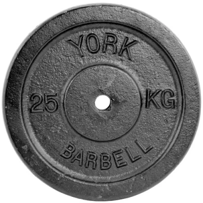 Image of York Fitness 25kg Single Standard Cast Iron Disc, Black