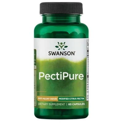 Image of Swanson, PectiPure, Citrus Pectin, 600mg, 60 Capsules, Dietary Fibre, High Dose, Lab Tested, Soy Free, Gluten GMO Free