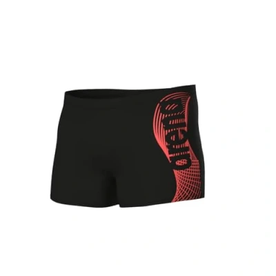 Image of Arena Men&#039;s Wake Swim Short Trunks, Black Calypso Coral, 32