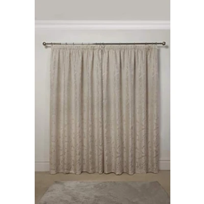 Image of Emma Barclay Duchess Lined Pencil Pleat Jacquard Curtains in Cream Width 66 x Drop 72&quot; (168 183cm)