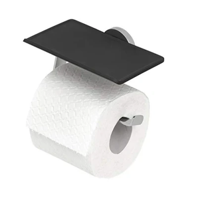 Image of Tiger Noon Toilet Roll Holder with Shelf, Chrome, 15 x 8.5 9.5 cm