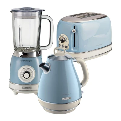 Image of ARIETE Vintage ARPK24 2 Slice Toaster, Jug Kettle &amp; Blender Bundle Blue