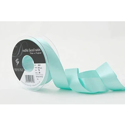 Image of Berisfords Double FACE Poly Satin Ribbon, Aqua, 10.5x10.5x3 cm
