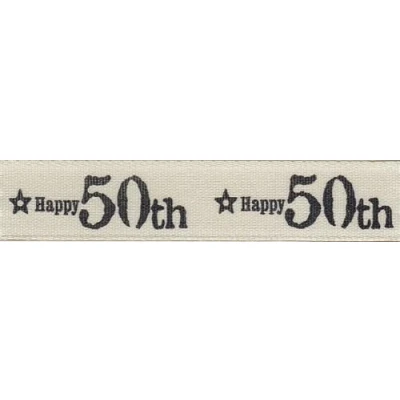 Image of Berisfords Special Birthday Ribbon Happy 50th per metre