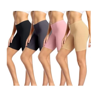 Image of wirarpa Ladies Anti Chafing Shorts Womens Boxers Underwear Cotton Cycling Leggings for Under Dresses 4 Pack Black Deep Grey Beige Pink Size 5XL
