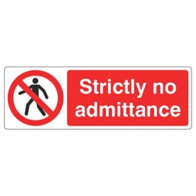 Image of 600mmx200mm Strictly No Admittance Sign Rigid Plastic