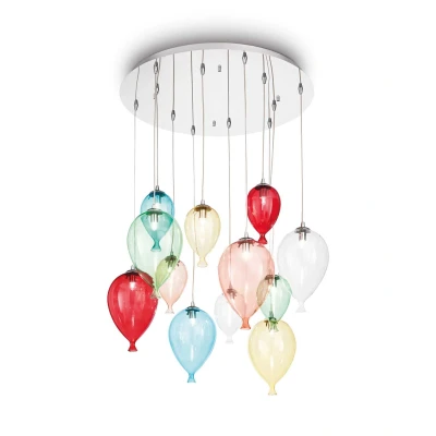 Image of Clown 12 Light Large Balloon Cluster Pendant Multi coloured, G9