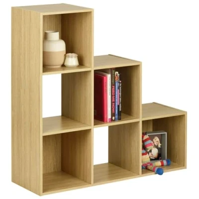 Image of Hartleys Oak Effect 3 Tier Storage Unit 6 Cubes