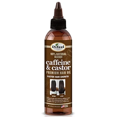 Image of Difeel 99% Natural Premium Hair Oil Caffeine &amp; Castor Fastest Growth 8 oz.