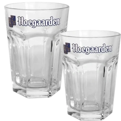 Image of TUFF LUV Hoegaarden Belgian Beer Half Pint Glasses Set of 2 Crafted for Authentic Enjoyment