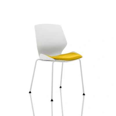 Image of Florence White Frame Visitor Chair in Bespoke Seat Senna Yellow