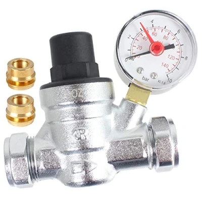Image of SPARES2GO Pressure Reducing Regulator Valve for 22mm &amp; 15mm Copper Piping