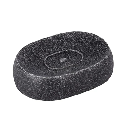Image of WENKO 22022100 Soap dish Puro Anthracite Polyresin, 12.5 x 3.1 8.9 cm,