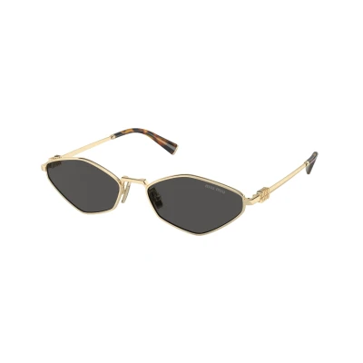 Image of Miu Woman MU 56ZS ZVN5S0 Sunglasses Metal Gold Grey Geometric Normal
