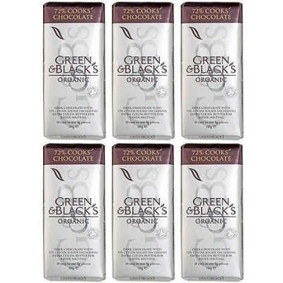 Image of (6 PACK) Green &amp; Blacks Organic DARK Cooking Chocolate 150g 6 PACK BUNDLE