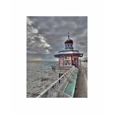 Image of Wee Blue Coo Blackpool Pier Promenade Moody Photo Art Picture Canvas Print
