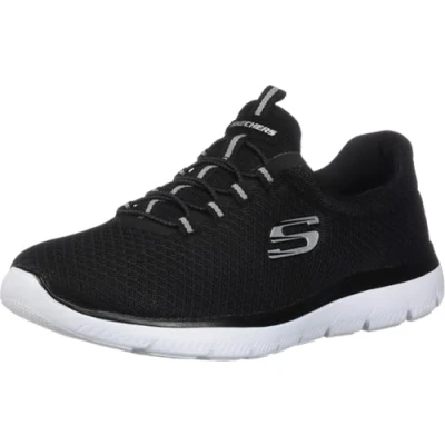 Image of Skechers Women&#039;s Summits Sneaker, Black White, 7 UK Wide