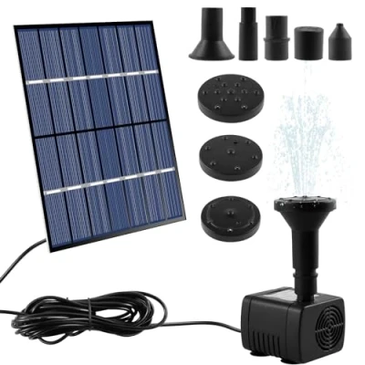 Image of Solar Fountain Pump, Powered Water Feature with 5 Nozzles,Solar Pump Floating for Garden Small Pond Pool Fish Tank Bird Bath(Square)