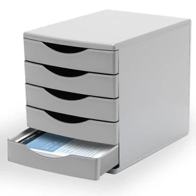 Image of Deflecto® Grey Desk Drawer Set featuring 5 x 60mm Drawers In Timeless Organiser Large Storage Desktop A4