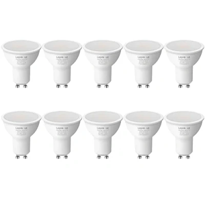 Image of Lepro GU10 LED Bulbs, Warm White 2700K, 4W 345lm, 50W Halogen Spotlight Bulb Equivalent, Energy Saving Light 100 Wide Beam, Non dimmable, Pack of 10