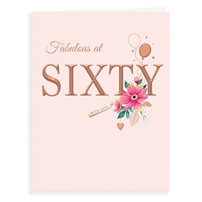 Image of Avant Garde Studios Milestone Age Birthday Card 60 F 8 x 6 inches, H90026,Pink