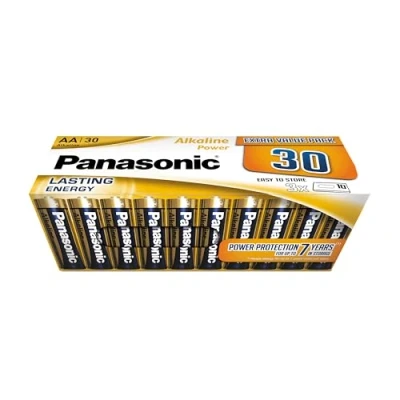 Image of Panasonic, alkaline Power, AA batteries, 30 pieces, Mignon, LR6, 1.5V, Anti Leak Protection, 7 years of storage, best for remote controls, scales, clocks, long lasting, reliable power