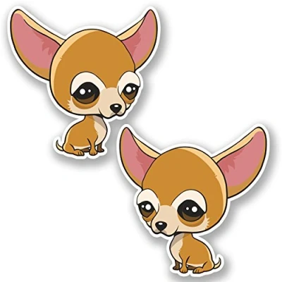 Image of 2 x 10cm Chihuahua Cartoon Dog Sticker Decal Bike Laptop Car Fun Kindle #5570 (10cm 10cm)