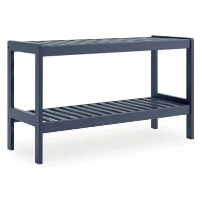 Image of Faboer Natural Bamboo 2 Tier Shoe Rack, Shelf for Shoes Plants Books Organizer, Living Room Hallway Bedroom Bathroom, 26 x 70 33 cm Grey