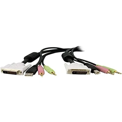 Image of StarTech.com 4 in 1 Cable for KVMs with Dual Link DVI and USB Audio &amp; Microphone Cables Built 6ft (2m) (DVID4N1USB6)