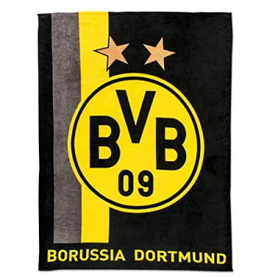 Image of Borussia Dortmund, Fleece blanket with stripe pattern, black yellow,