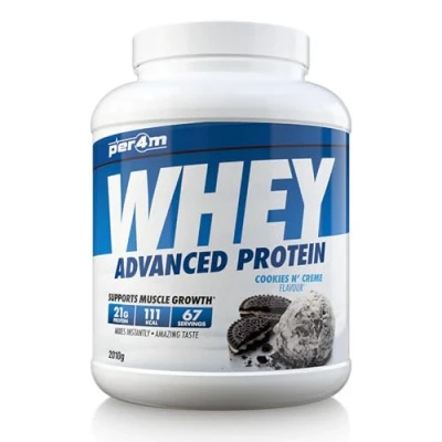 Image of Per4m Protein Whey Powder 67 Servings of High Shake with Amino Acids for Optimal Nutrition When Training Low Sugar Gym Supplements (Cookies N Creme, 2010g)