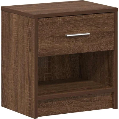 Image of vidaXL Bedside Cabinet/Nightstand with Drawer Brown Oak 39 x 28 41 cm Bedroom/Side Table