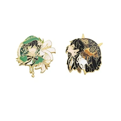 Image of ROSETOR 2pcs Genshin impact Pin Alloy Pins Anime Badge Cartoon Character Brooch Collection Bags Button (STYLE1)