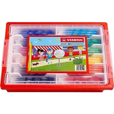 Image of Medium Fibre Tip Pen STABILO power Classpack of 144 Assorted Colours
