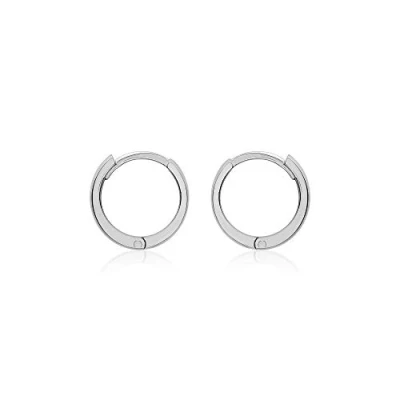Image of Carissima Gold Women&#039;s 9ct White 11mm Huggy Creole Hoop Earrings