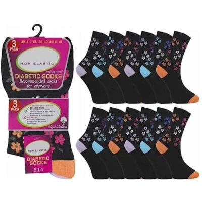 Image of OnlyBee 6 Pairs of Ladies Non Binding Diabetic Soft Loose Top Socks