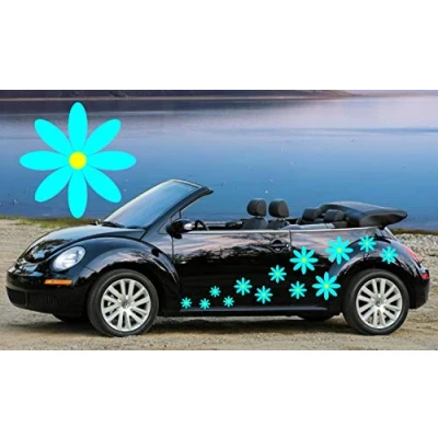 Image of TEEZ 32 Sky Blue &amp; Yellow Daisy car decals,stickers, graphics
