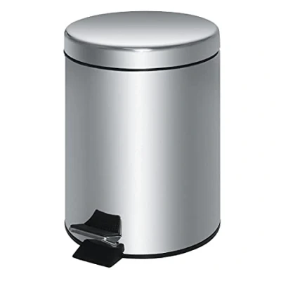 Image of Stainless Steel Pedal Bin Silver 20Ltr Waste Dustbin Rubbish 448X293mm