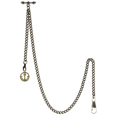 Image of TREEWETO Men&#039;s Albert Chain Pocket Watch Curb Link Key 2 Hooks with Antique Anchor Bronze Pendant Design Charm Fob T Bar