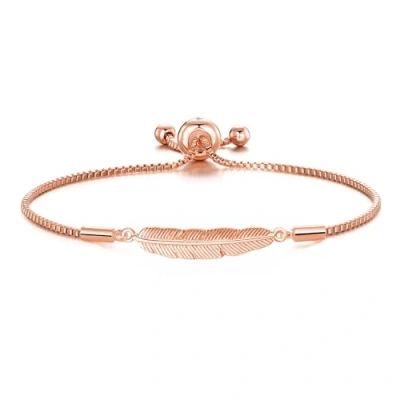 Image of Philip Jones Rose Gold Plated Feather Friendship Bracelet Created with Zircondia® Crystals