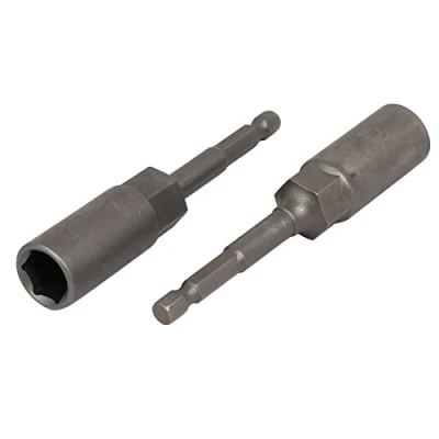 Image of Sourcingmap 100mmx13mm Metal Screwdriver Drill Hex Nut Driver Socket Bit 2PCS Gray