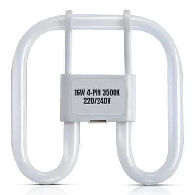 Image of LevoLutz 16W 4 Pin 2D Square GR10Q White 3500K Compact Fluorescent Lamp, Energy Saving CFL Light Bulb, for Bathroom, Home, Offices, Flat Butterfly Flush Ceiling Light.