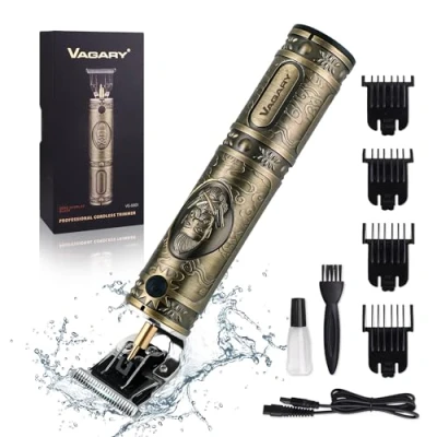Image of VAGARY Professional Electric Hair Clipper for Men,T Blade Beard Trimmer,Clippers Cordless &amp; Rechargeable Shaver Haircut with Guide Combs,Home Barber Salon Set (Bronze)