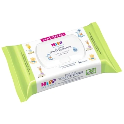 Image of HiPP Babysanft Wet Kids Toilet Paper, 6 Pack (6 x 50 Pieces)