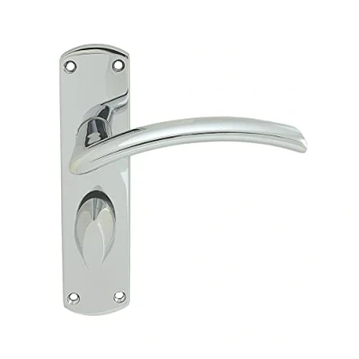 Image of Serozzetta Caldew Door Handles on Back Plate Bathroom (57mm c/c) Polished Chrome